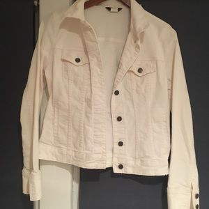 Jcrew white denim jacket.